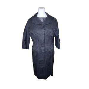 Vintage 50s De Pinna 3 Pce Suit Dress Womens S Gray Boucle
